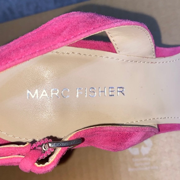 Marc Fisher MFDAVON Pink Leather Suede Slingback Heels - Picture 10 of 12